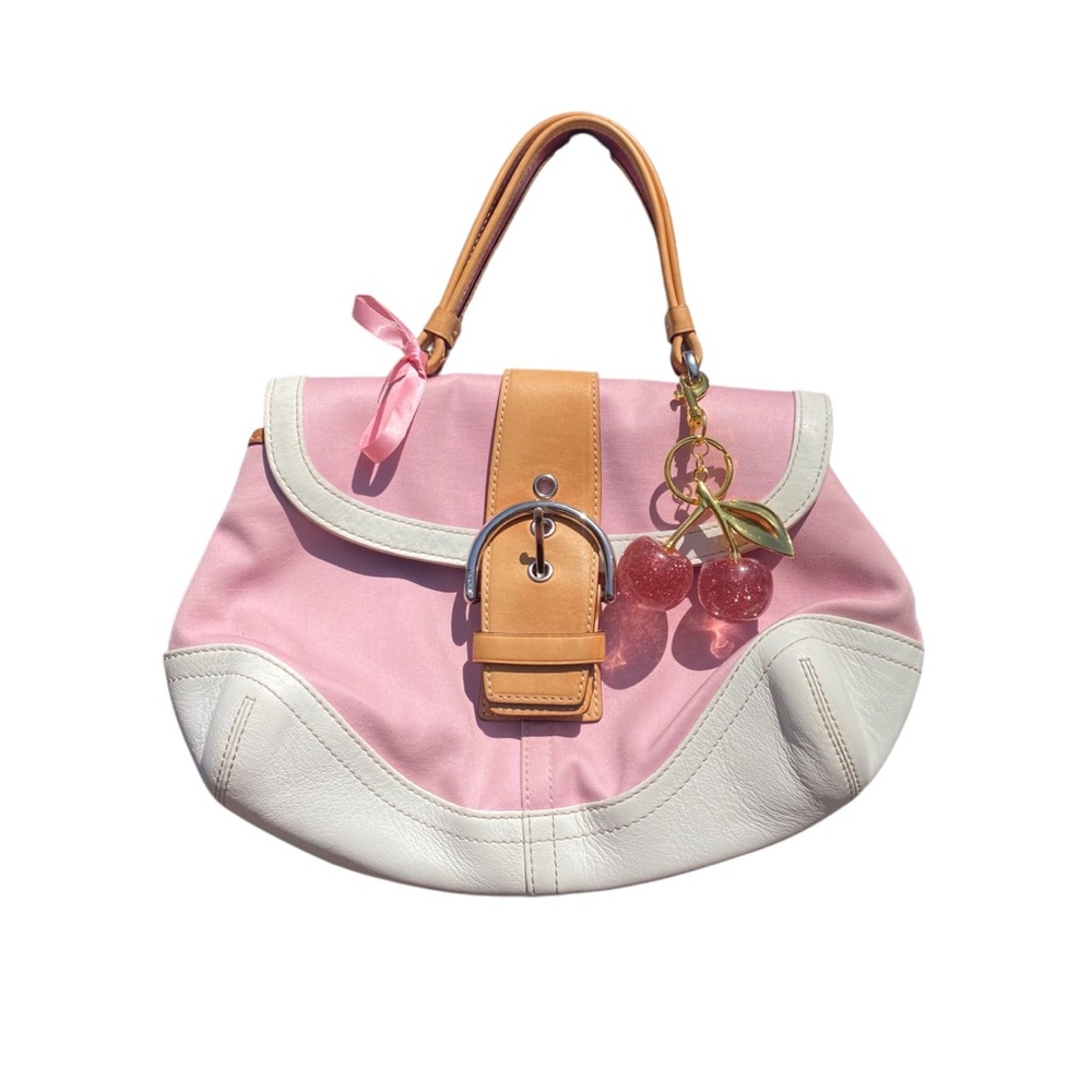 Pink and White Coach Buckle Purse